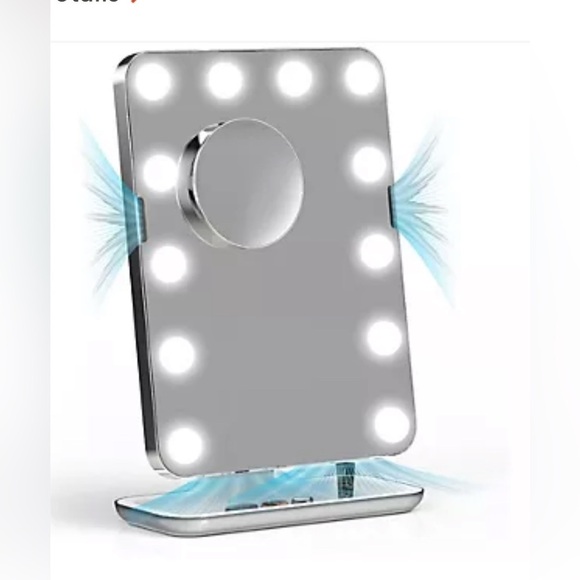 SHARPER IMAGE SPA SUDIO HOLLYWOOD VANITY MIRROR WITH FANS WHITE/CROME - Picture 2 of 8